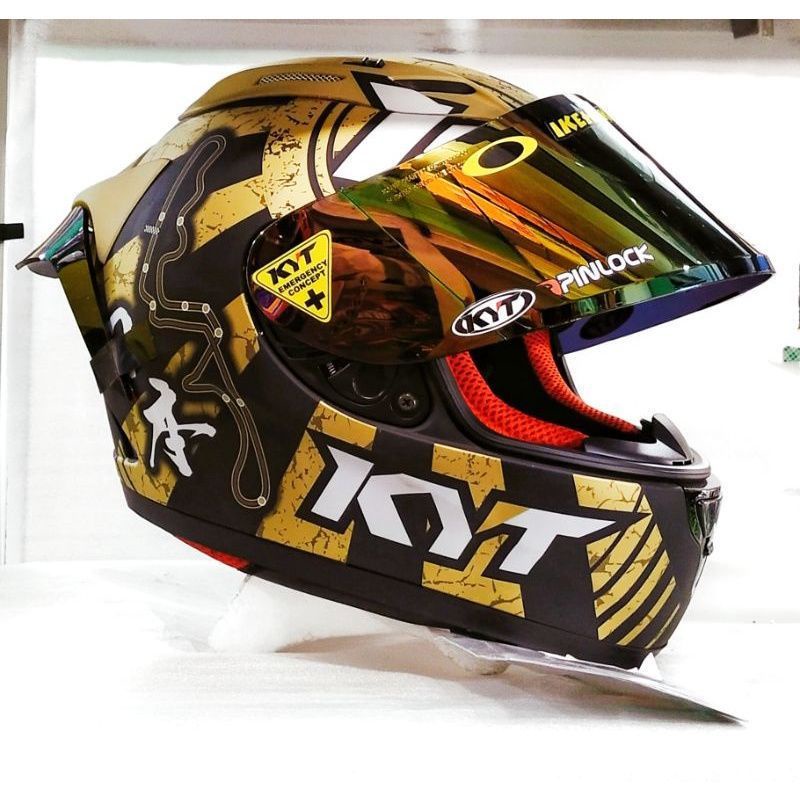 HELM KYT RC SEVEN  SERI 17 BLAK DOF/GOLD  dan MOTIP LAIN PAKET GANTENG-Seri 17 gold