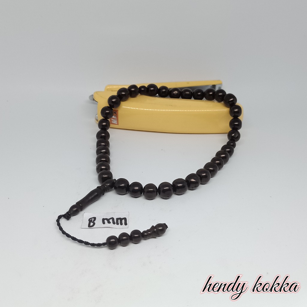 Tasbih Kokka kaukah 33 bulat polos 8,5 mm coklat