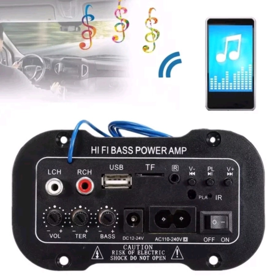Mobil Bluetooth Amplifier Hi-fi Bass AC or DC Power Amplifier