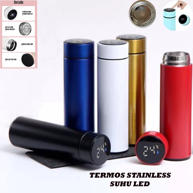 Termos Stainless Air Minum Suhu LED Thermos Termos Botol Minum Temperatur SUHU LED Tahan Panas 500 ML