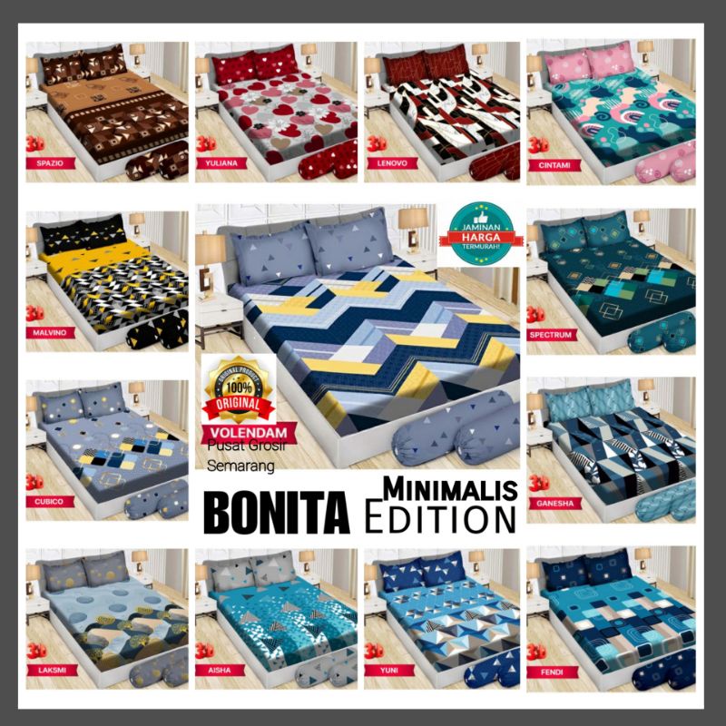 Sprei BONITA King Size uk 180x200 MINIMALIS Bantal 2 Bantal 4 Paris Paragon Viviane Wedding