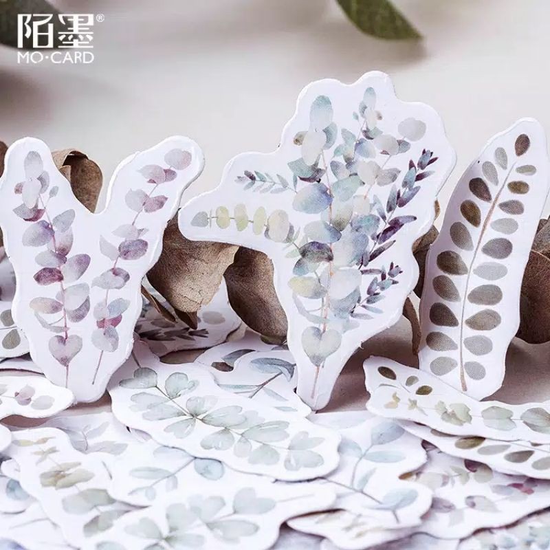 Sticker daun tanaman plant leaf stiker lucu cute kawaii scrapbook kpop