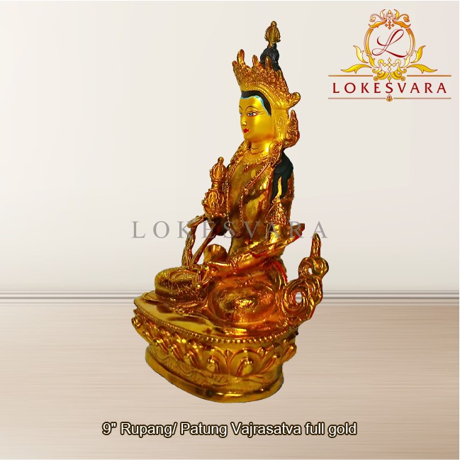 Patung Rupang Arca Logam Vajrasattva 9inch Full Gold