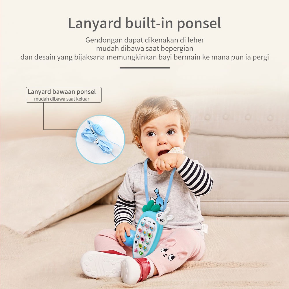 Aikoky Telpon Mainan Anak dengan lampu dan musik gigitan bayi teether