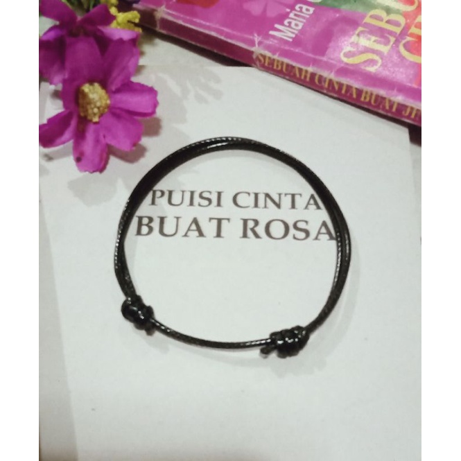 GELANG HURUF HITAM TALI KULIT KOREA