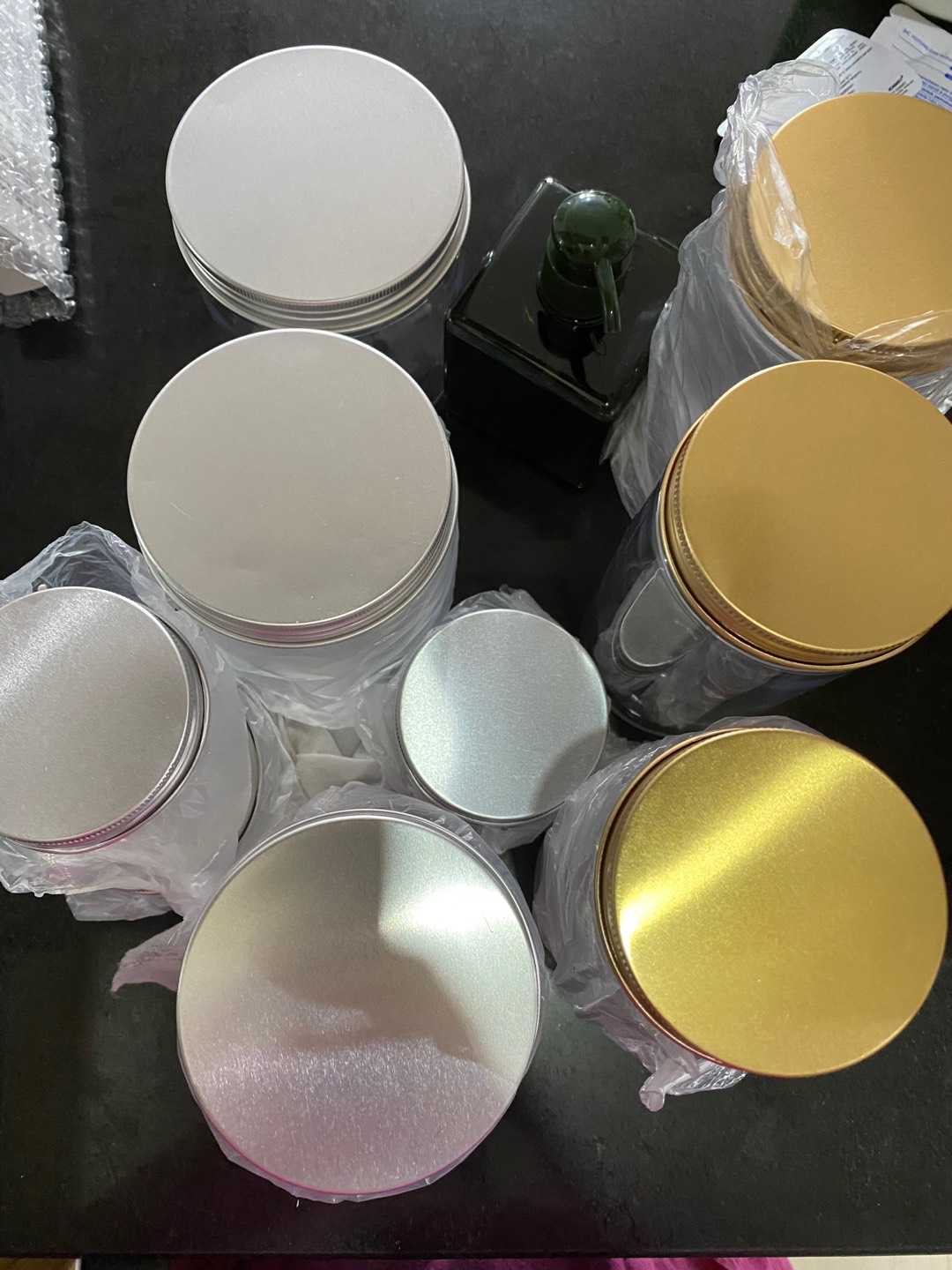 Toples Bumbu 500ml Toples Coklat Botol Almondmild Gelato Botol Plastik Tutup Aluminium Gold