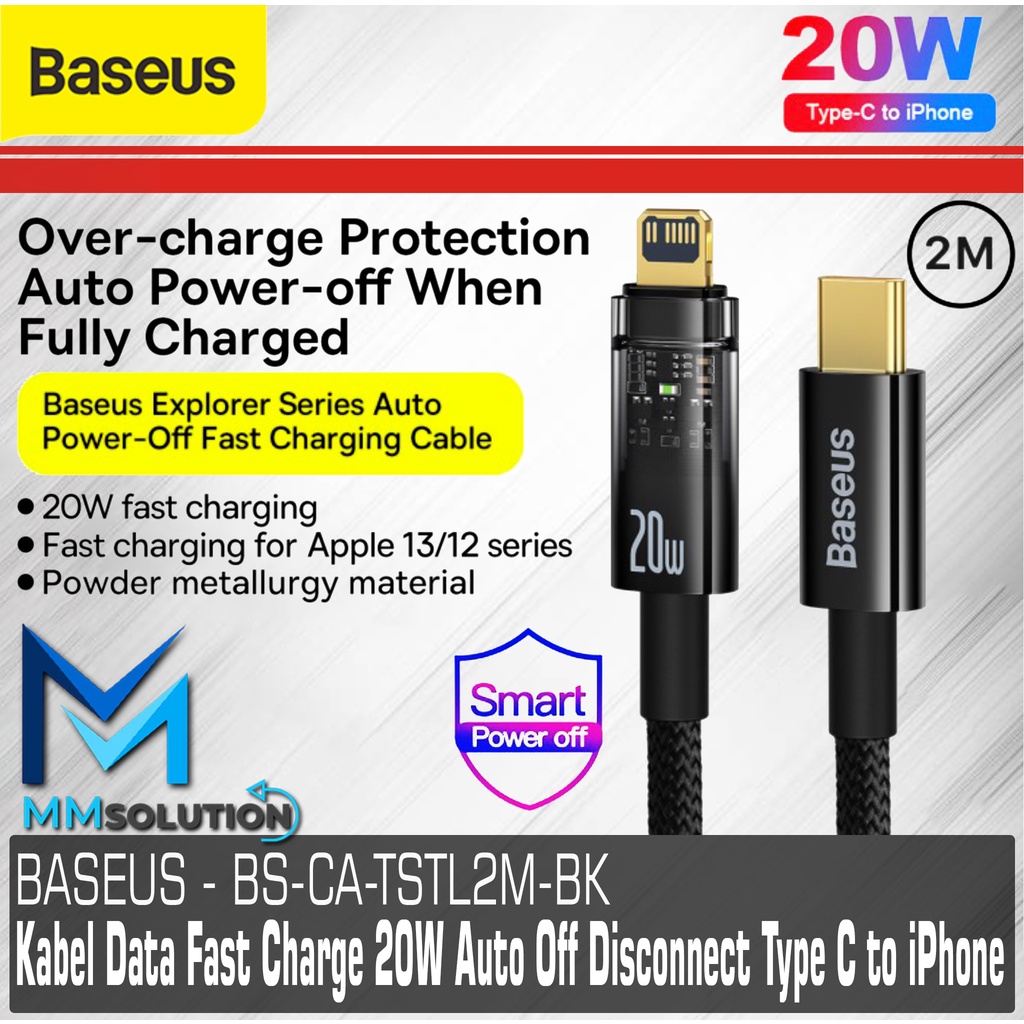 BASEUS Kabel Data Fast Charge 20W Auto OFF Disconnect Type C to iPhone