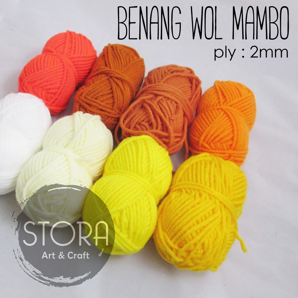 Benang Rajut Wool / Benang Wol Mambo  tebal 2 mm - 50gr