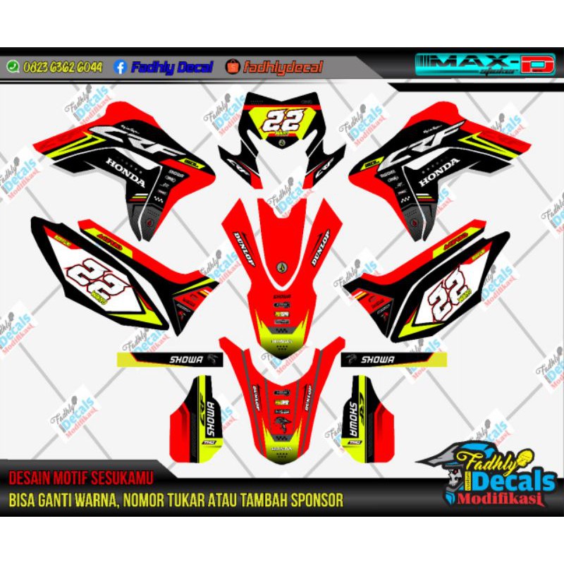 decal crf merah kuning hitam keren