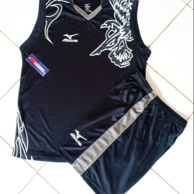 Jersey Volly Mizuno singlet hitam-abu / Baju Voli / Kostim Tim /  Kaos Setelan Olahraga Volley Ball