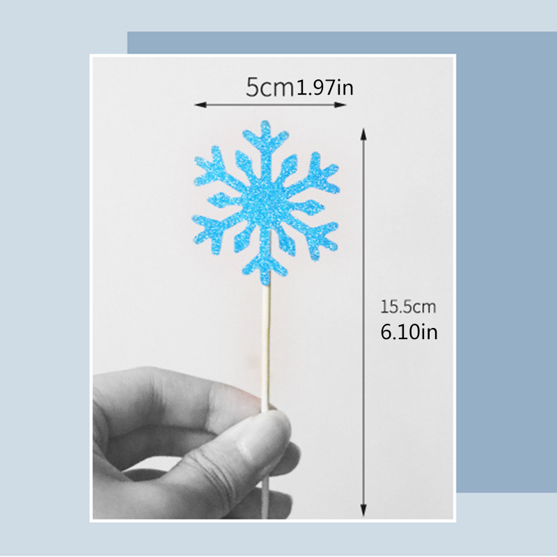 10pcs/set Snowflake Cake Topper Birthday Party Cupcake Toppers  Wedding Baby Shower Christmas Decor Insert Card