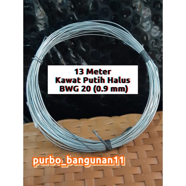 Kawat Putih 13 Meter BWG 20 Kawat Galvanis Halus 0.9mm Ikat Bunga Tangkai