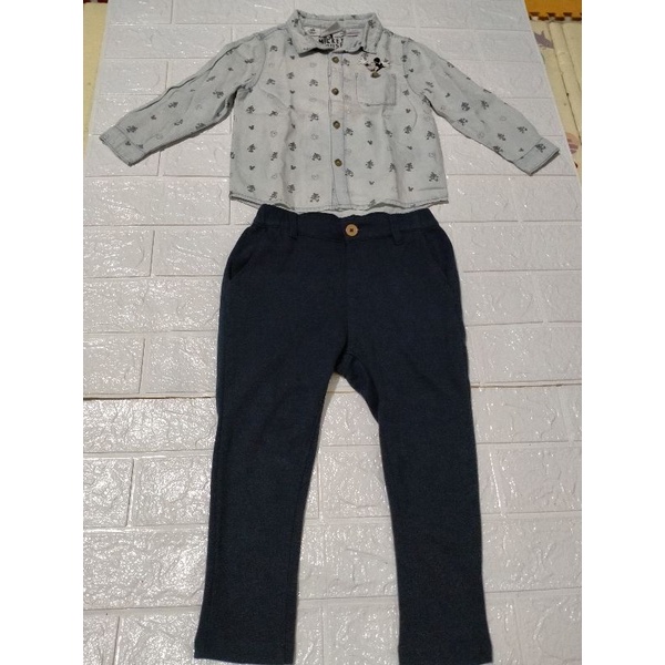 Preloved Set Zara Baby 2in1 Preloved Set H&M Baby 2in1 Preloved Kemeja Mickey Mouse Zara Kids Prelov