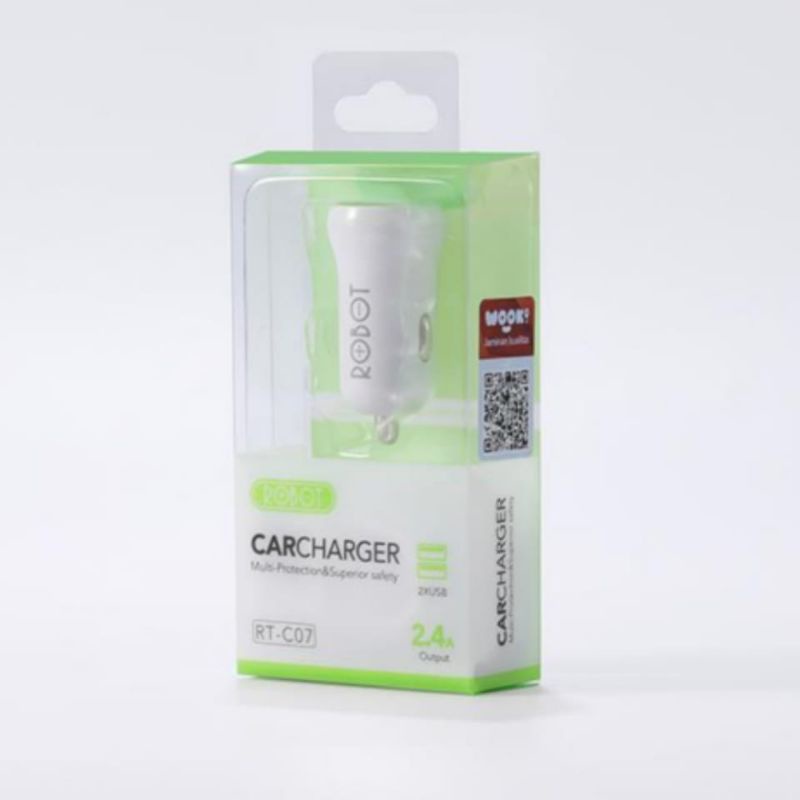 CAR CHARGER ROBOT RT C07 ORIGINAL CASAN MOBIL 2 PORT USB 2.4A