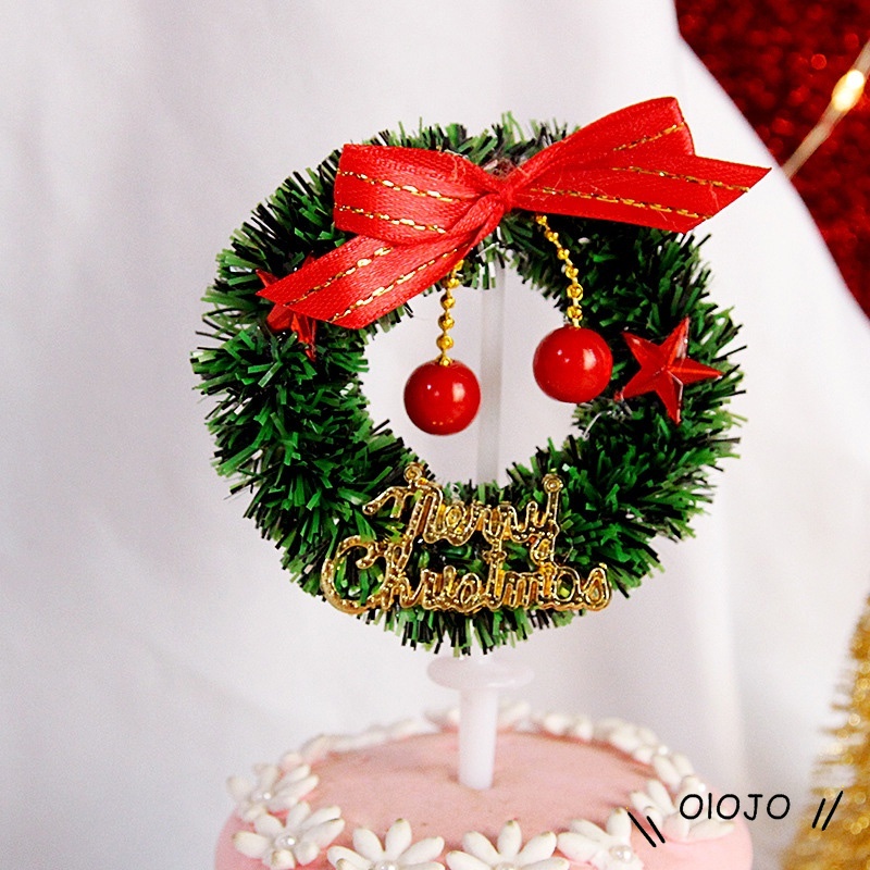 Hiasan Kue Topper Dekorasi Natal Tiga Dimensi Pohon Natal Garland 3D Adegan Kartu Dekorasi - ol