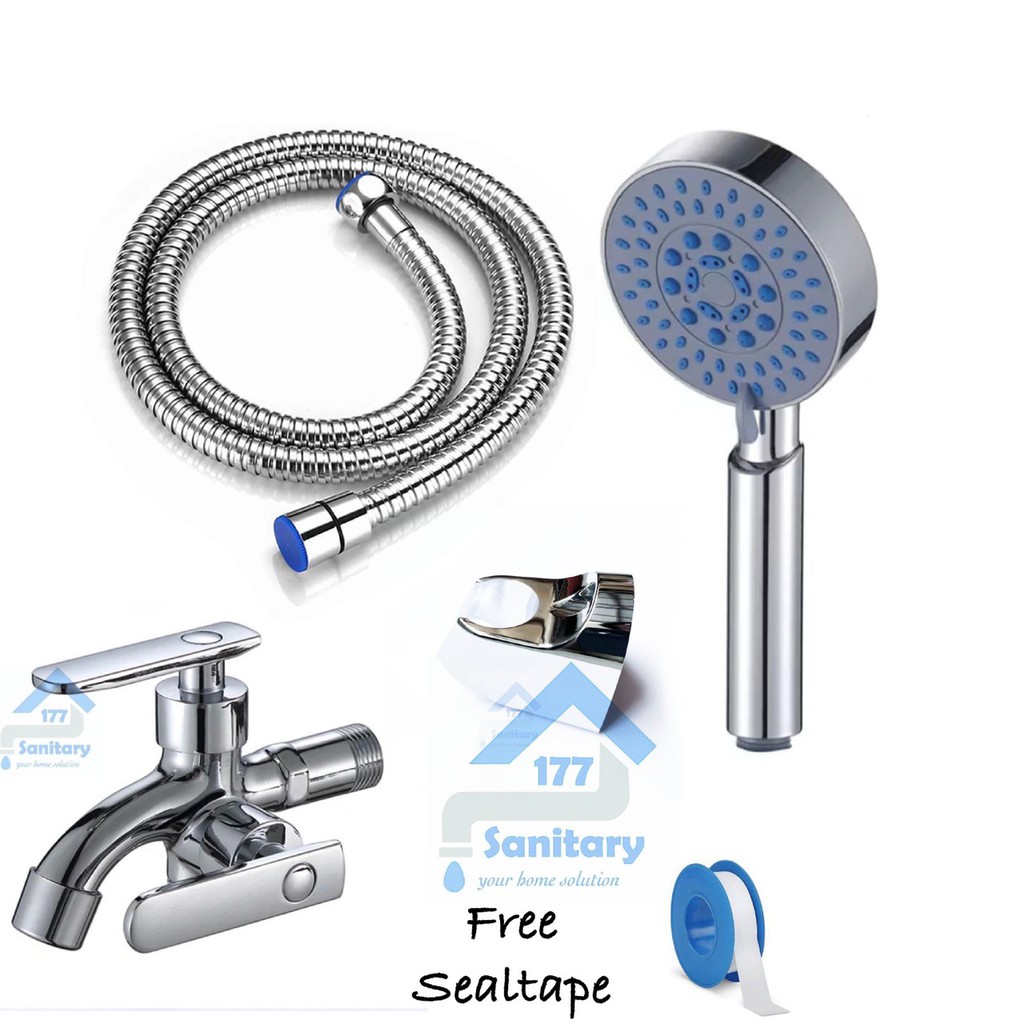 Paket Hand Shower mandi Murah 913 DB- HandShower 5in1 Dan Kran Cabang DB26 Semprotan Air