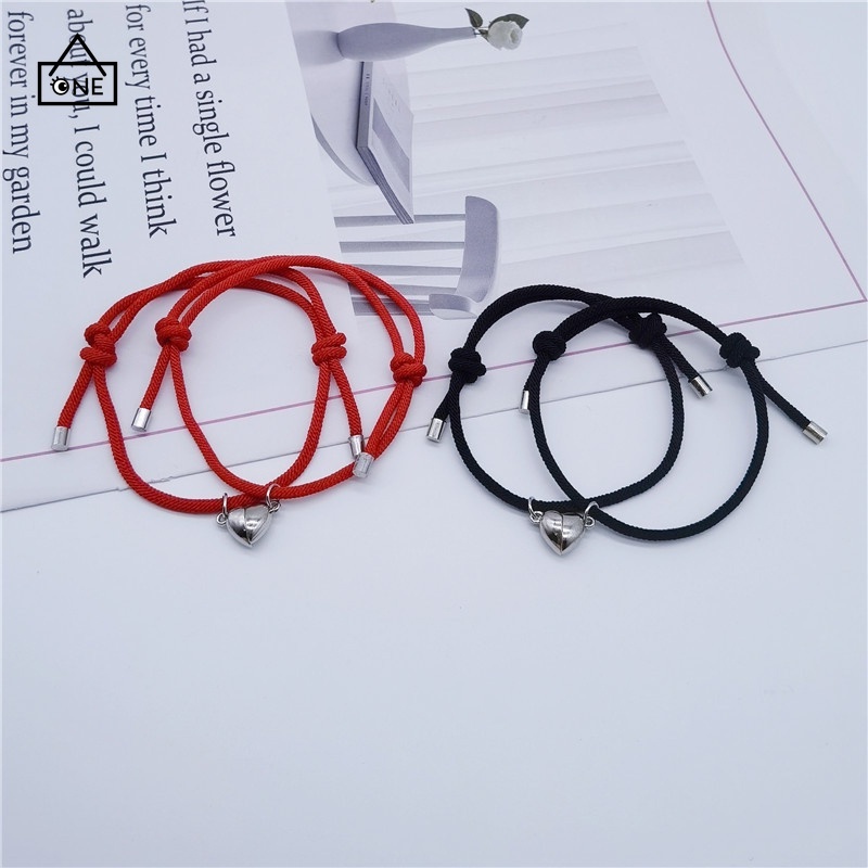 COD❤2 Pcs Gelang Cinta Pasangan Tali Kepang Magnetik Gaya Cina Untuk / Pria / Wanita A one