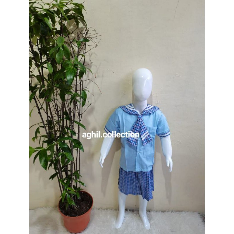 SERAGAM TK/PAUD BAJU TK/PAUD AL KOTAK-KOTAK BIRU PENDEK