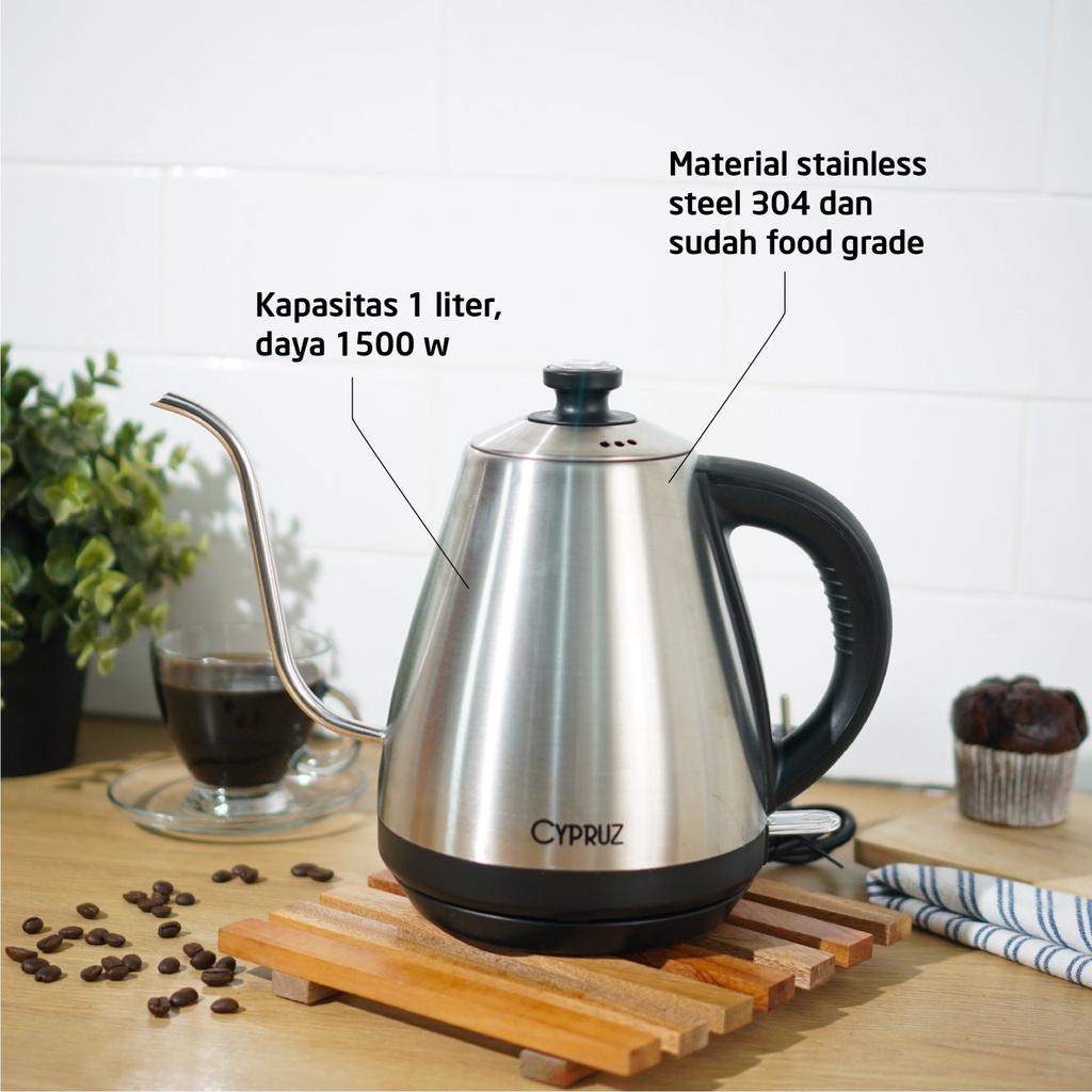 CYPRUZ KETTLE TEKO LISTRIK 1 LITER LEHER ANGSA