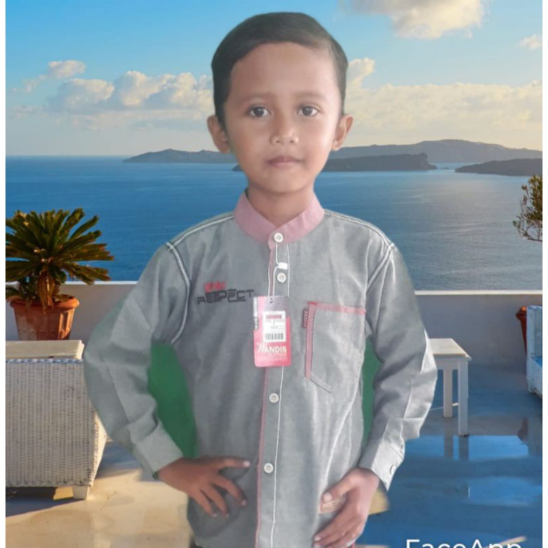 Kemeja Kerah Sanghai Anak Laki Laki Lengan Panjang