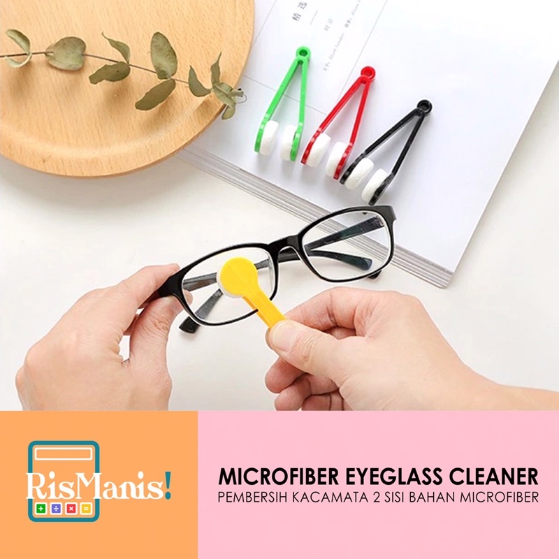 MICROFIBER EYEGLASS CLEANER - Pembersih Kacamata Sikat Ajaib Penjepit 2 Sisi Lensa Jernih Anti Baret