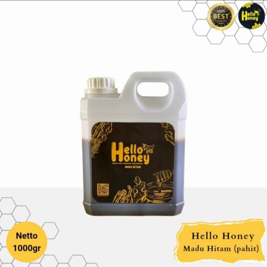 MadU Hitam Pahit Hello Honey 1 kg - Madu Pahit Herbal Imun Tubuh Menghilangkan Bau Mulut - Madu Khas Badui Rasa Uray