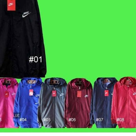 ❁Barang Terlaris* JAKET RUNNING PARASUT NIKE HITAM MERAH MAROON BIRU NAVY DONGKER PINK ABU PRIA WANI