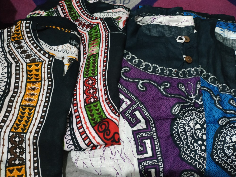 [promo] Kaos Etnik Dashiki Pria Wanita Dasar Putih All Size