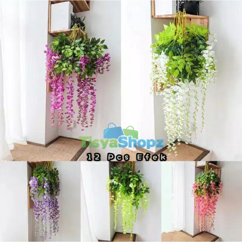 [ 12 PCS ] Wisteria Kecil Gantung Plastik