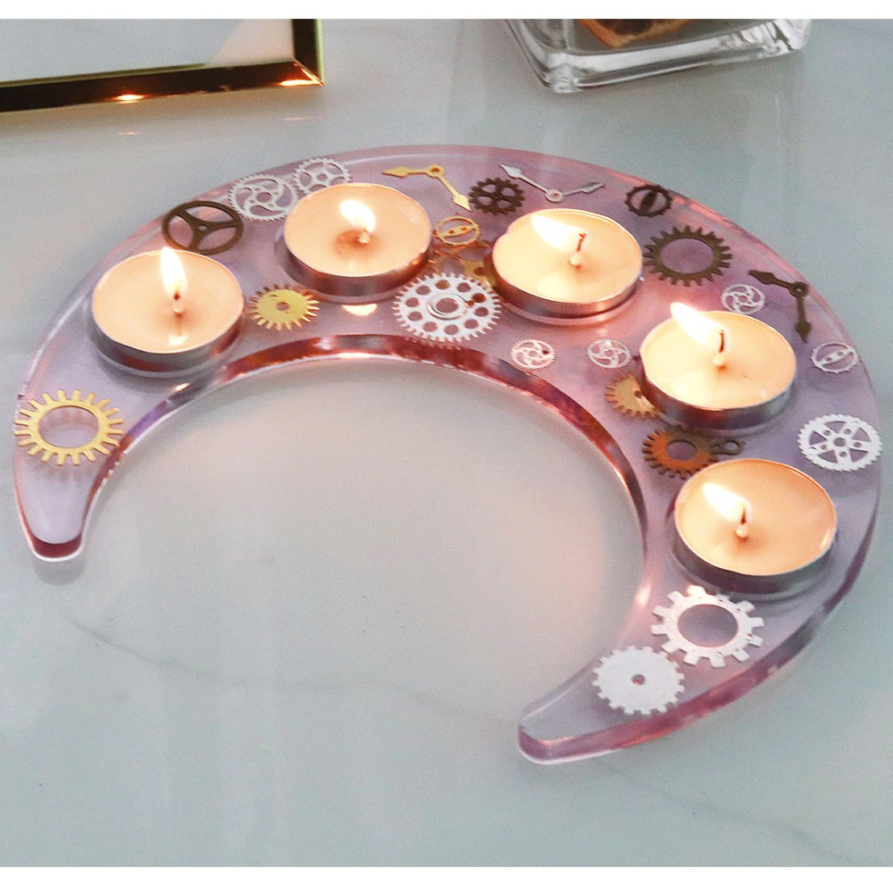 Cetakan Tempat Lilin Resin Silicone Mold Model Bulan - 5042 - Blue