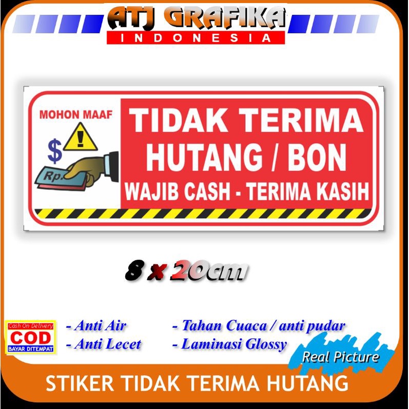 

Stiker new dilarang hutang cash only sticker Anti nge bon uang toko kantor
