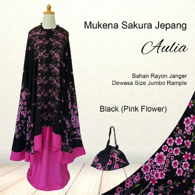 Mukena Bali Sakura Jepang Black Series Jumbo