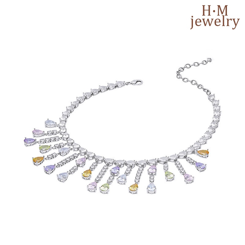 Kalung Rantai Sterling Silver 925 Dengan Liontin Bentuk Tetesan Air Untuk Wanita