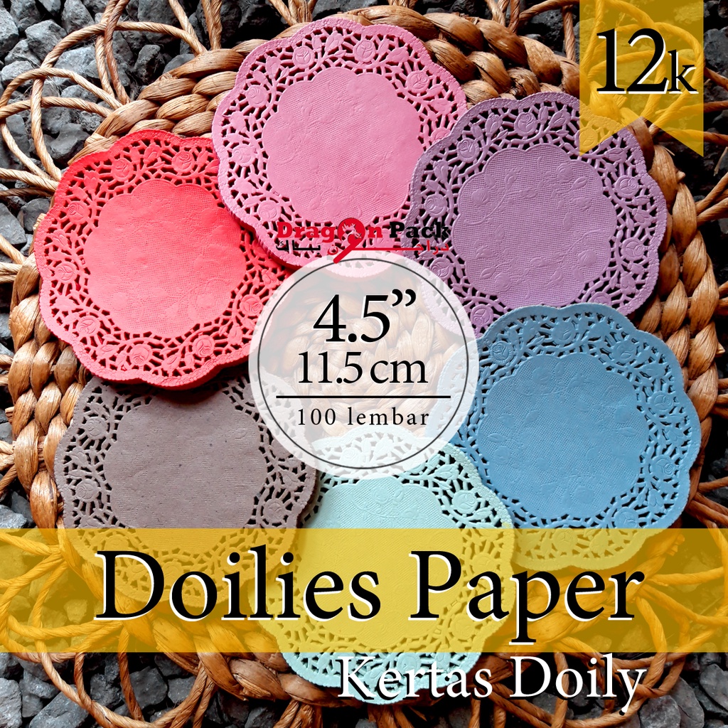 Doily Paper Kertas Doilies 4.5&quot; ( 11.5cm ) Warna isi 100 lembar Kertas Alas Renda / DragonPack