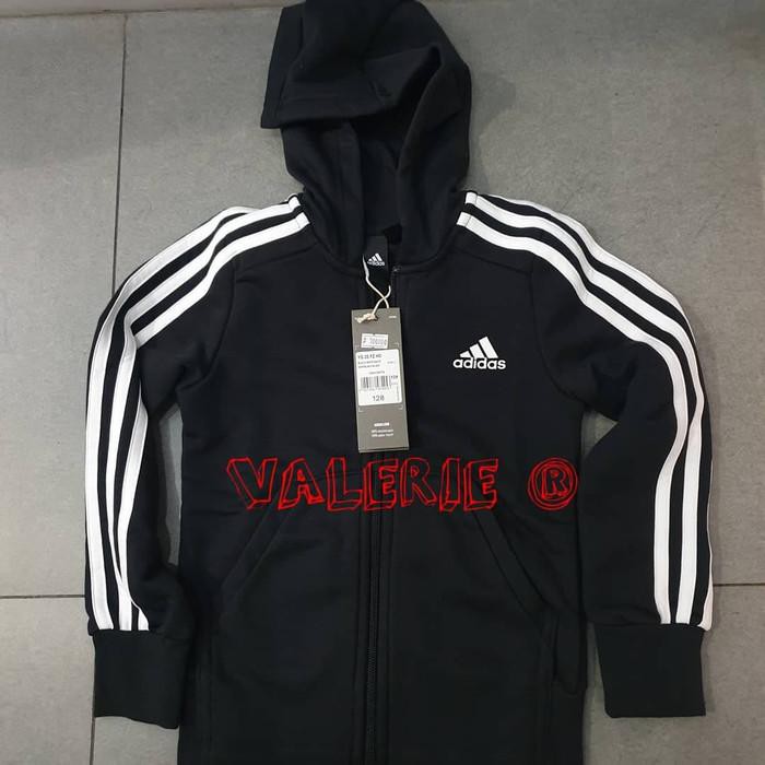 Adidas original young 3s hoodie jacket black white for kids n teenager Hoodie Anak Laki Laki