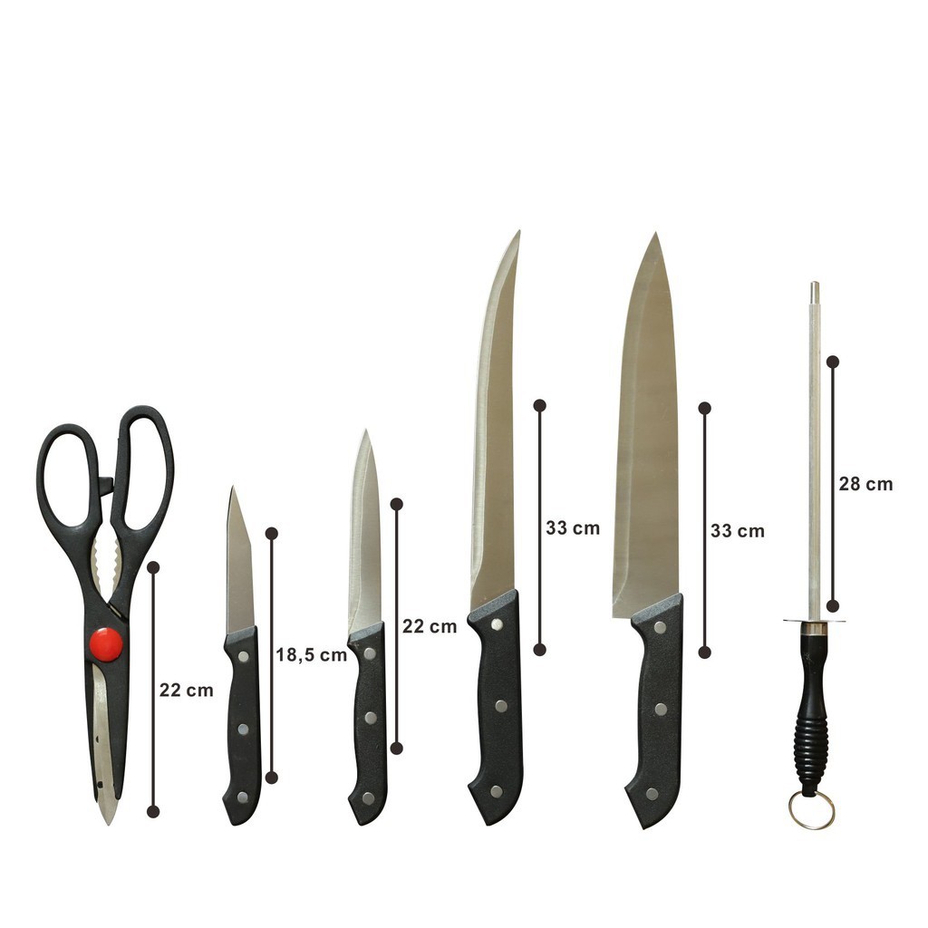 COD - Set Pisau Dapur isi 5 pcs Pisau Dapur + Hitam J13 pisau set warna + talenan Knife Set 5 Pcs