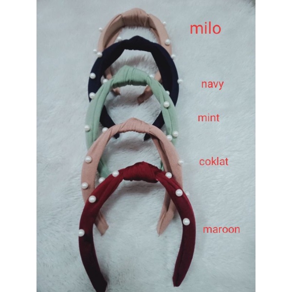 Lover.fashion Bando Korea Andriana polos &amp; kombinasi Mutiara Satin