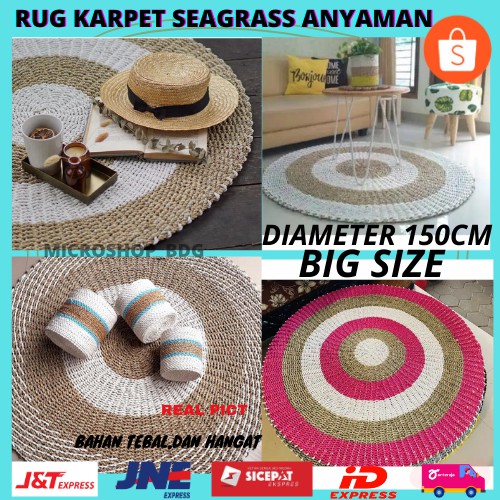 [BIG SIZE] Rug Seagrass Diameter 150cm BIG SIZE Karpet Bulat Rotan Seagrass Dekorasi , karpet bulat