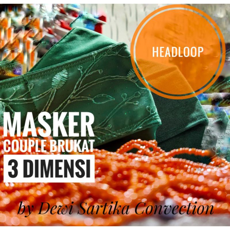 masker 3D Brokat Couple / Masker pernikahan /masker akad/ Masker Brokat