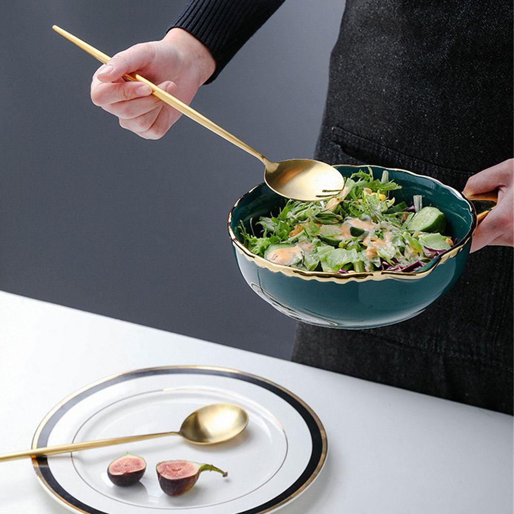 Solighter Salad Mendistribusikan Piring Home Kitchen Salad Serving Spoon Peralatan Dapur Sendok Garpu Set