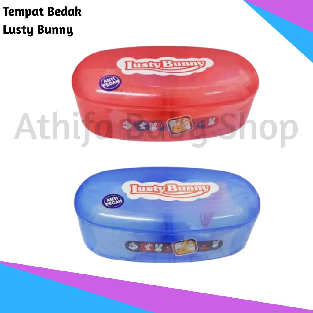 Tempat Bedak Bayi Lusty Bunny Anti Pecah 2 in 1 Tempat Bedak Tabur Bayi TB-1530 Ovale Case BPA FREE