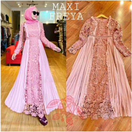 Baju Gamis Muslim Terbaru 2020 2021 Model Baju Pesta Wanita kekinian Bahan Velvet Kondangan remaja