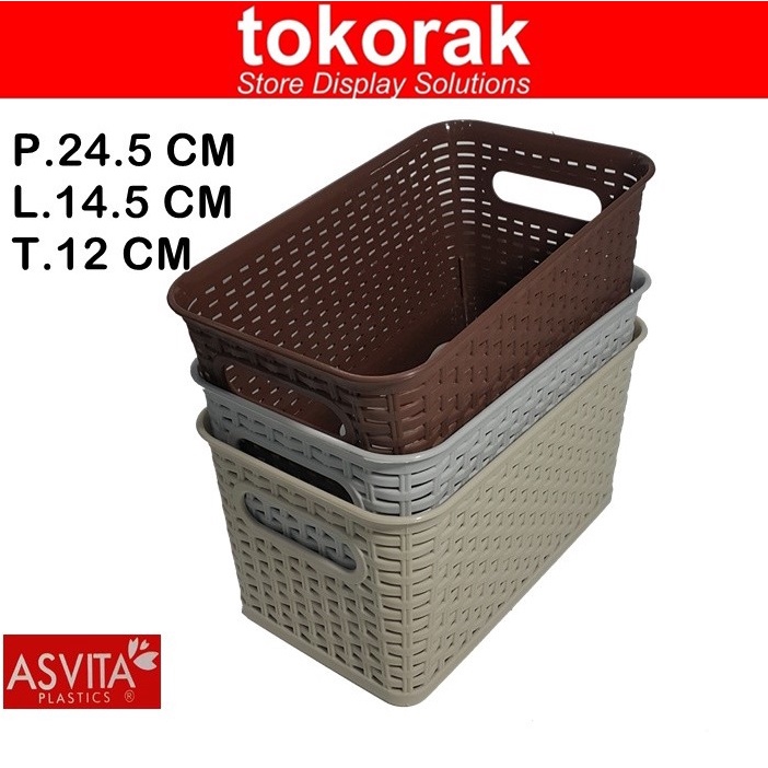 ASVITA KERANJANG MANHATTAN BK282 STORAGE BASKET KERANJANG PLASTIK SEGI