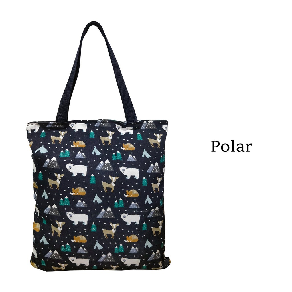 TOTE BAG / TOTEBAG KANVAS DENGAN RITSLETING KUAT DAN TRENDY / TAS TOTE MOTIF POLAR