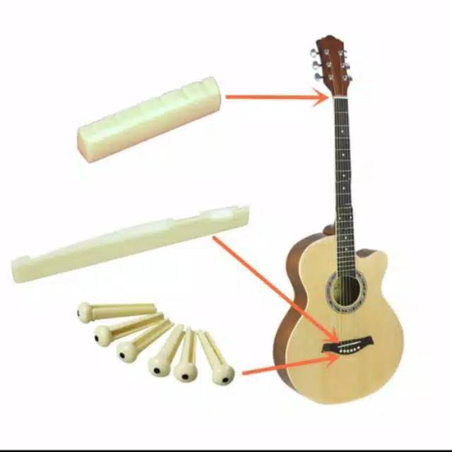 Pin Bridge Nut saddle Gitar Akustik Sepaket