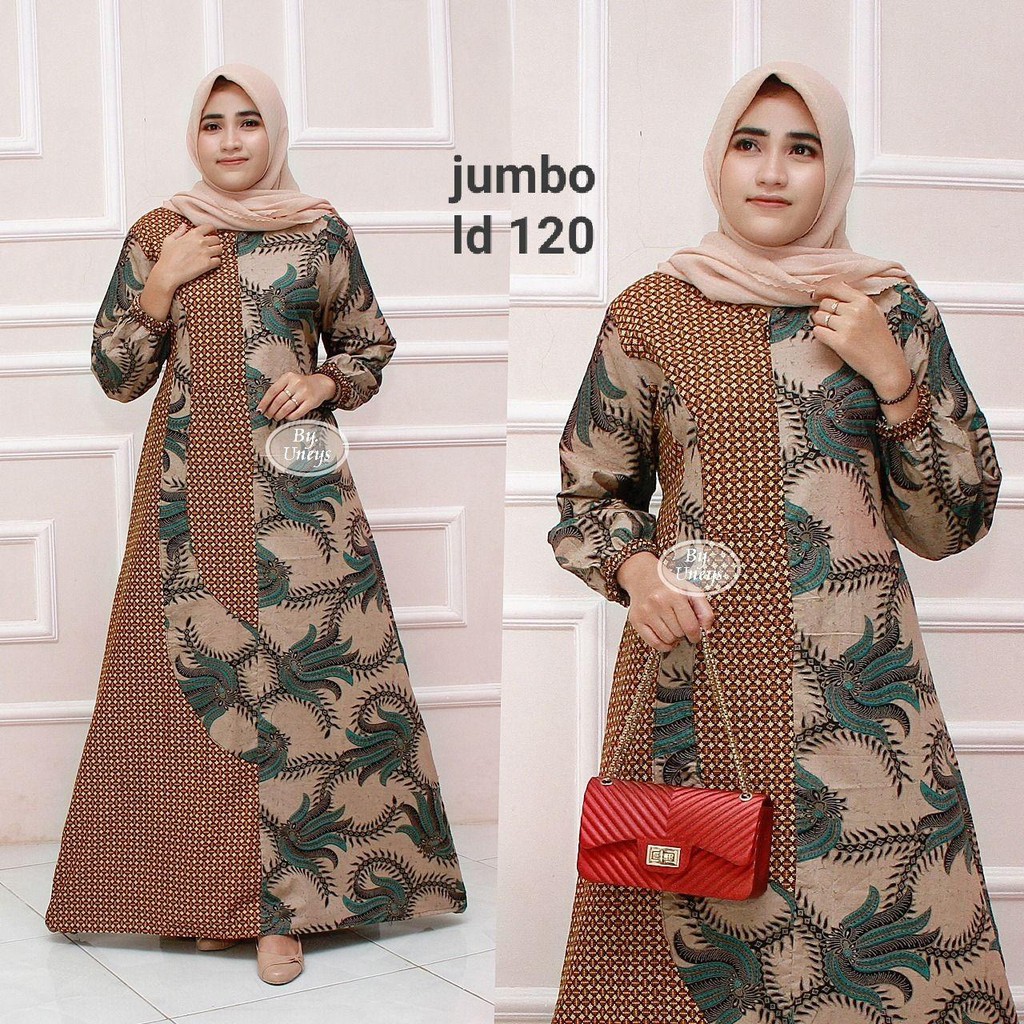 Gamis Batik Jumbo LD 110 Dan LD 120 Moiv Terbaru Bisa Cod