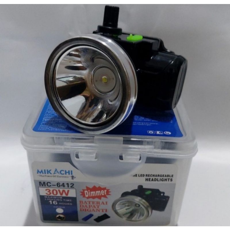 Senter Kepala Mikachi 30w Dimmer MC 6412 Baterai Lepas