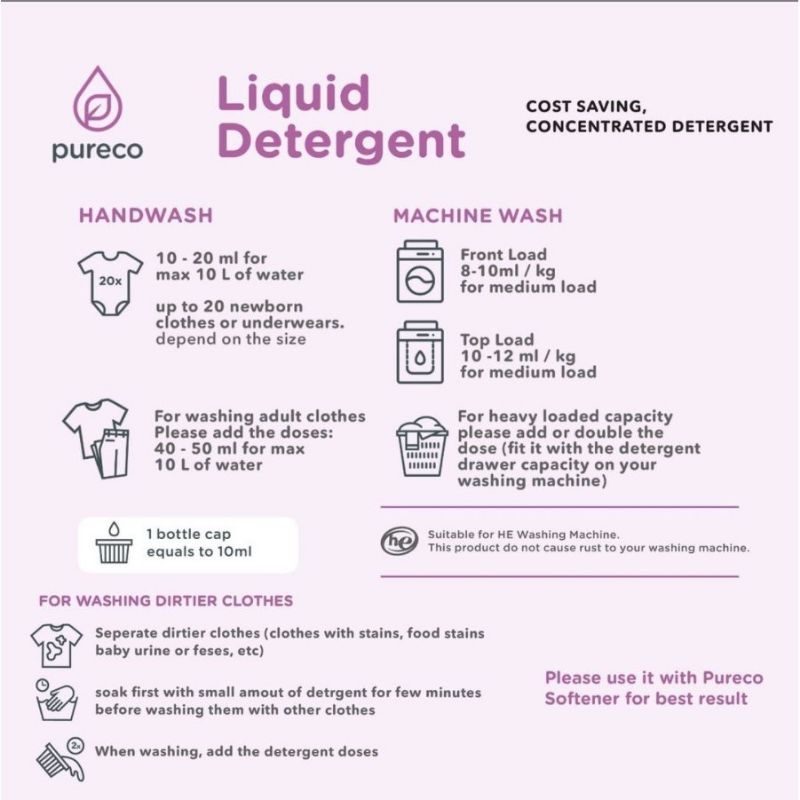 Pureco Liqiud Detergent Lavender Reffil Pouch 1450ml