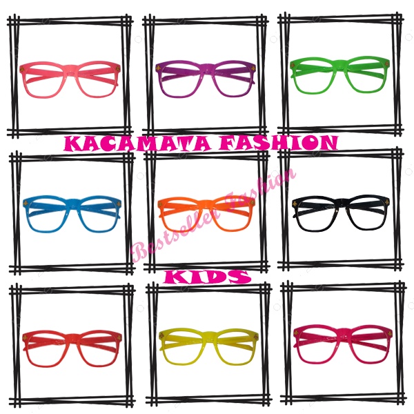 TERBARU !!! Kacamata Anak Cewe Cowo Kacamata Fashion Lucu Kacamata Anak anak Perempuan dan Laki laki Lensa Normal Transparan