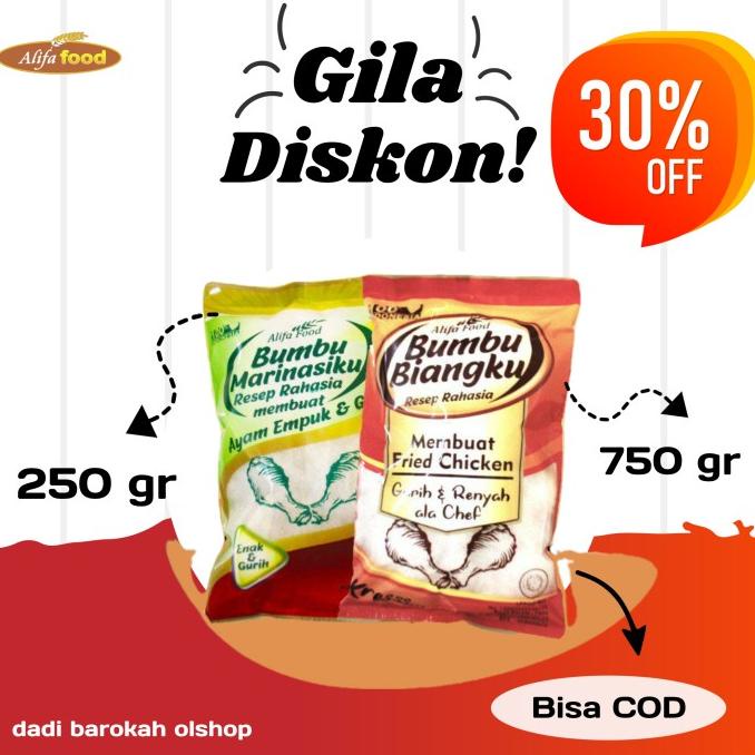 

vikriyansatyaveta5694 Bumbu Fried Chicken/Cripsy Biangku 750 gram dan Marinasiku 250 gram TERLARIS TERPERCAYA ORIGINAL